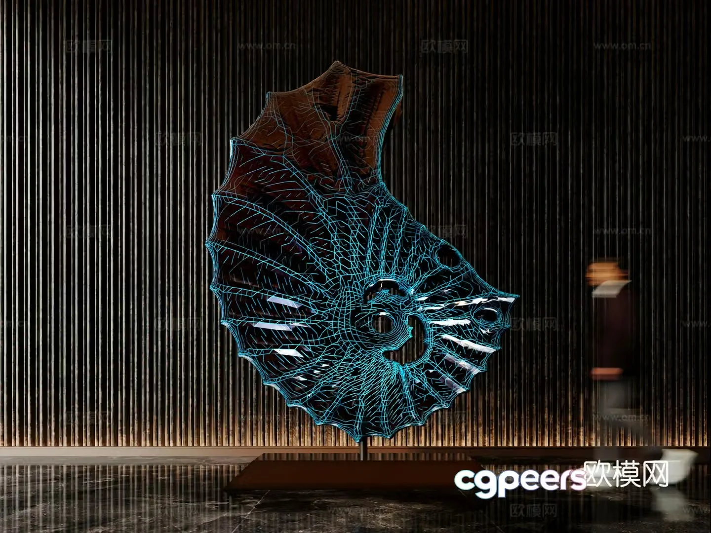 Modern lobby sculpture installation 3d model