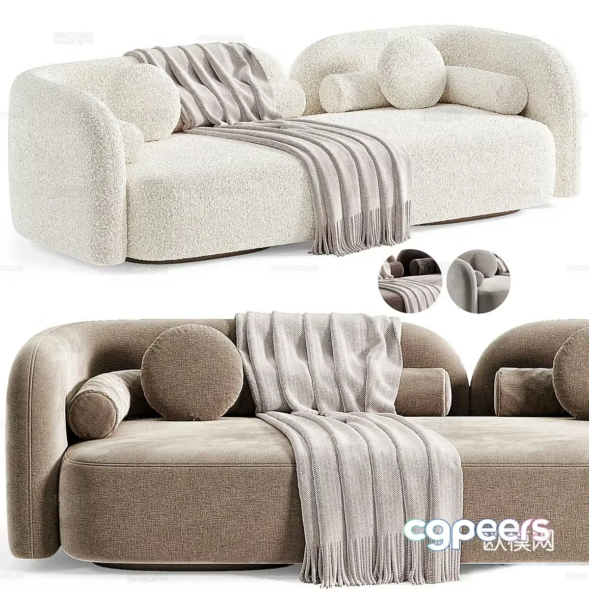 Modern cream style LIALO casual sofa 3d model