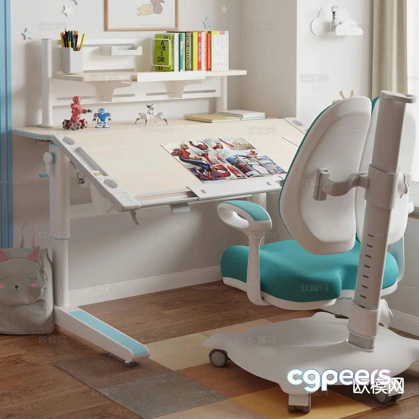 Children’s study table lifting table 3D model