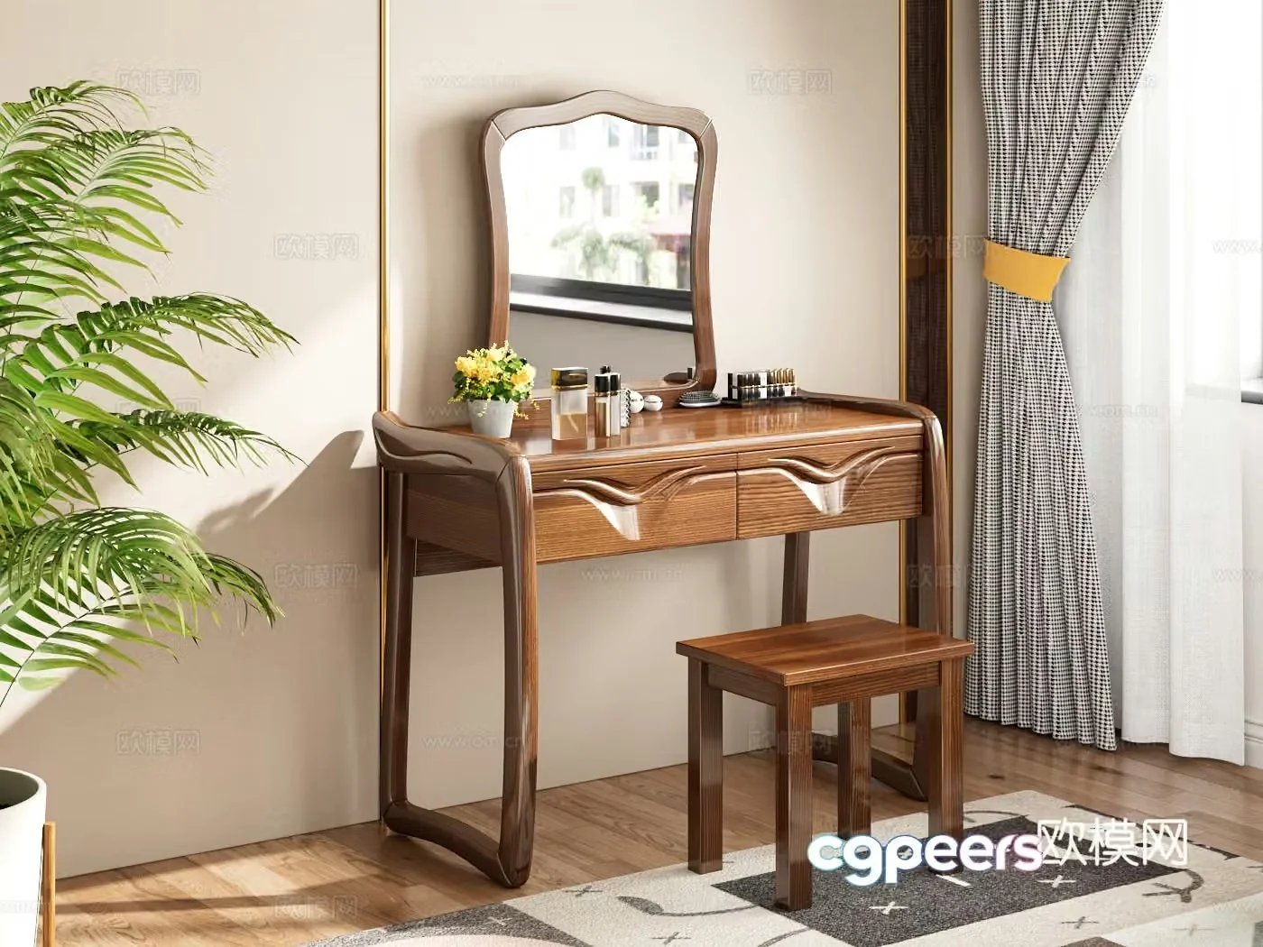 Medium style dressing table 3D model