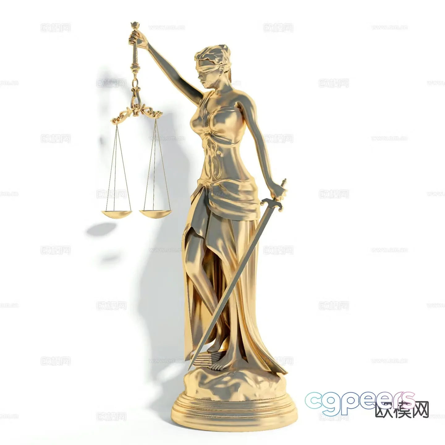 Western goddess of justice sculpture 3d model