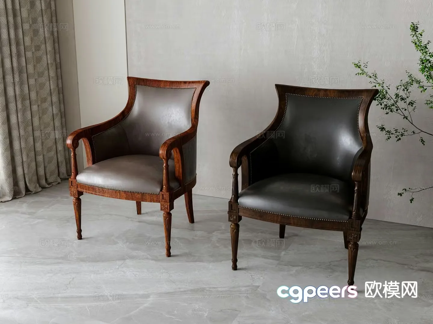 American leather single chair armchair 3d model