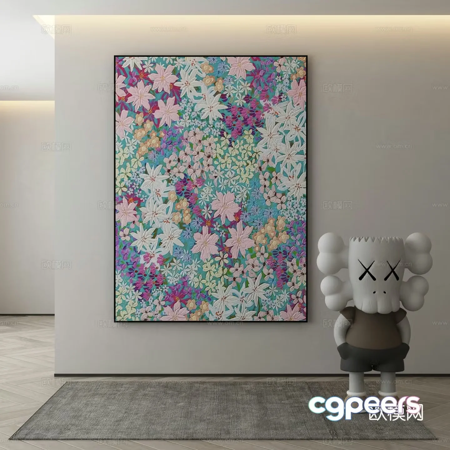 Modern flower painting decorative painting 3d model