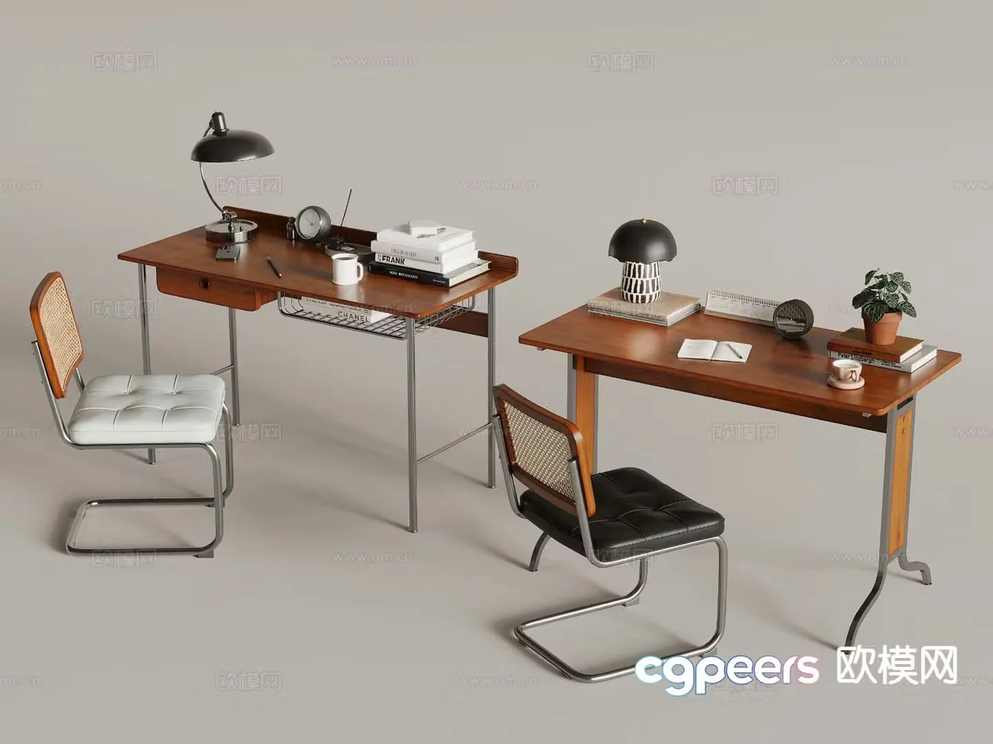 Medieval style writing desk desk chair 3d model
