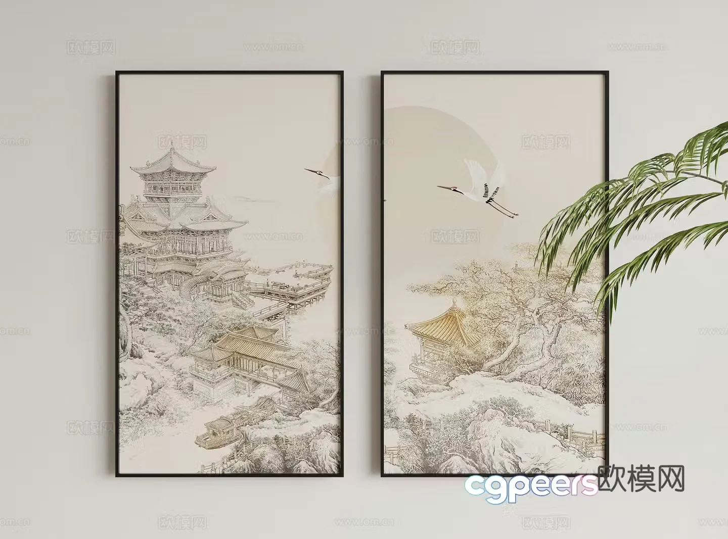 New Chinese style hanging painting 3D model