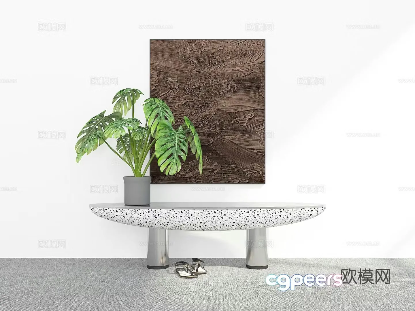 Modern shoe changing stool stool 3d model