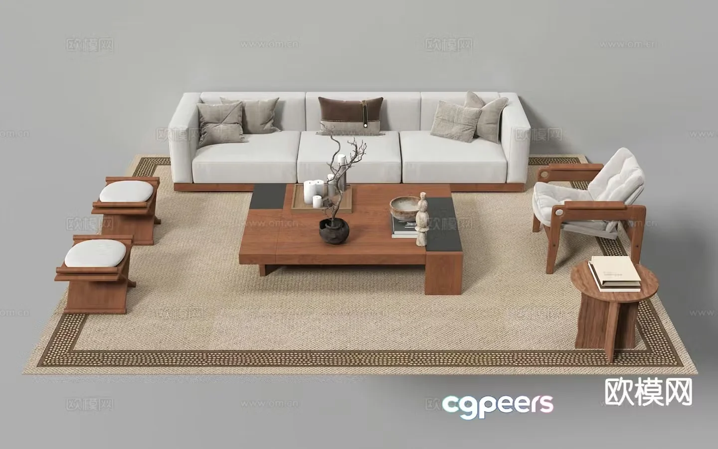 New Chinese style modular sofa 3d model