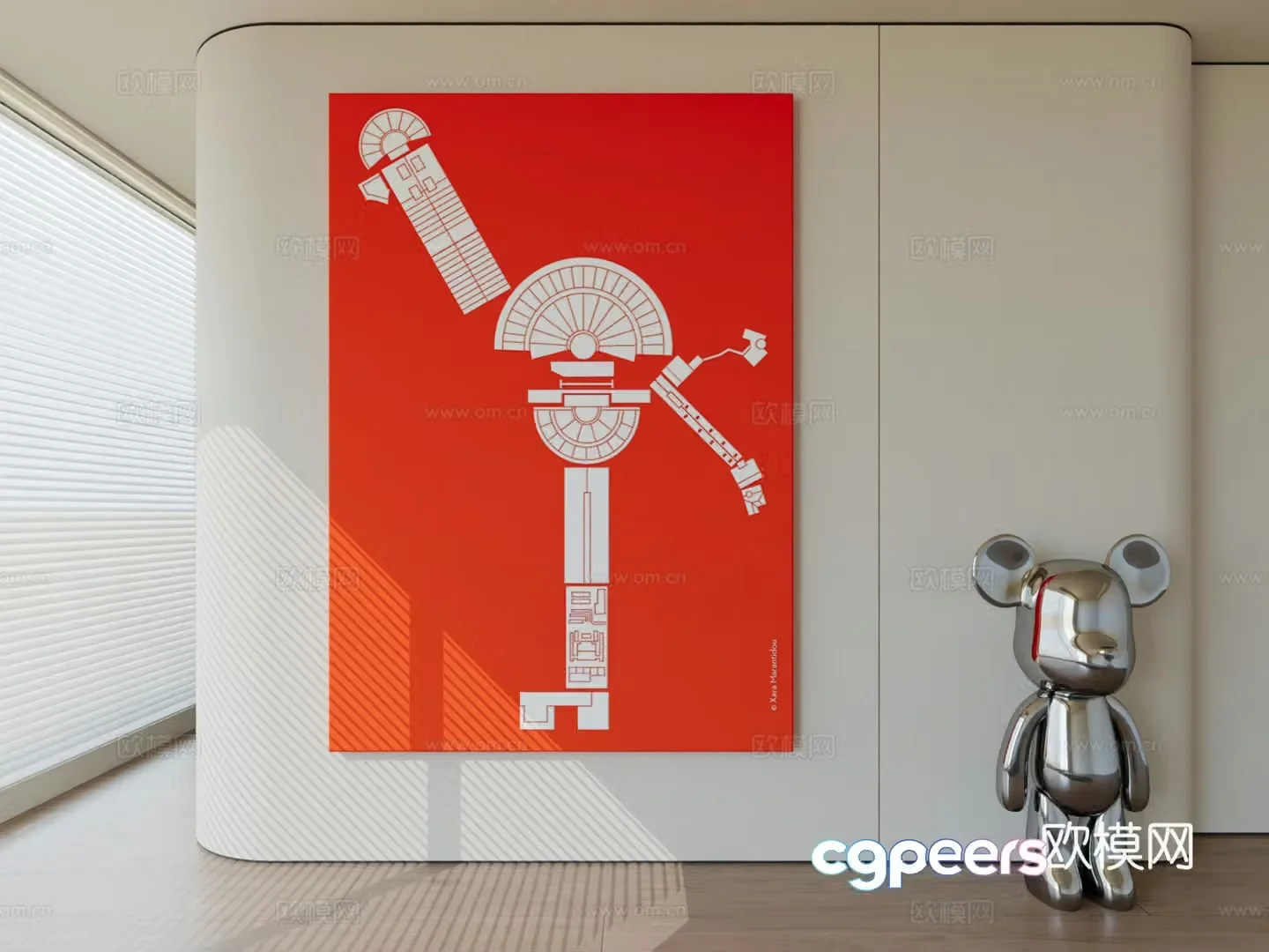 Modern minimalist hanging painting abstract art hanging painting 3d model