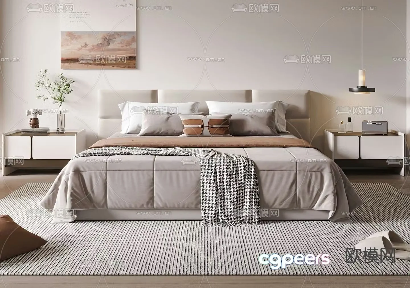 Modern double bed 3d model