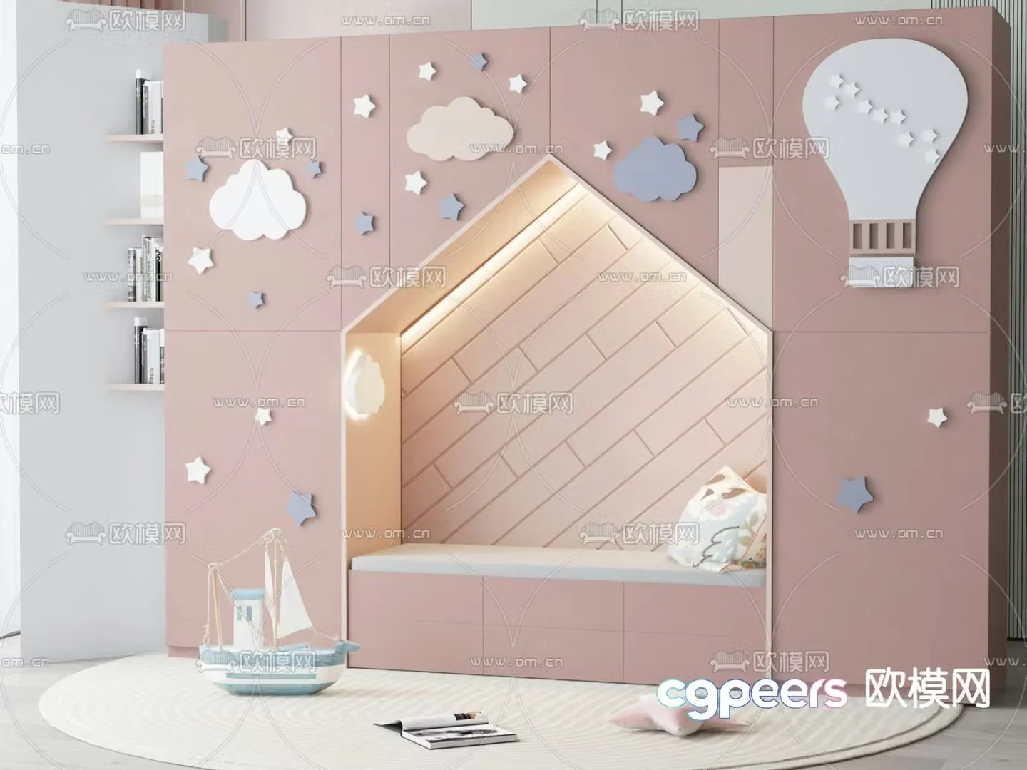 Cream style children’s wardrobe 3d model