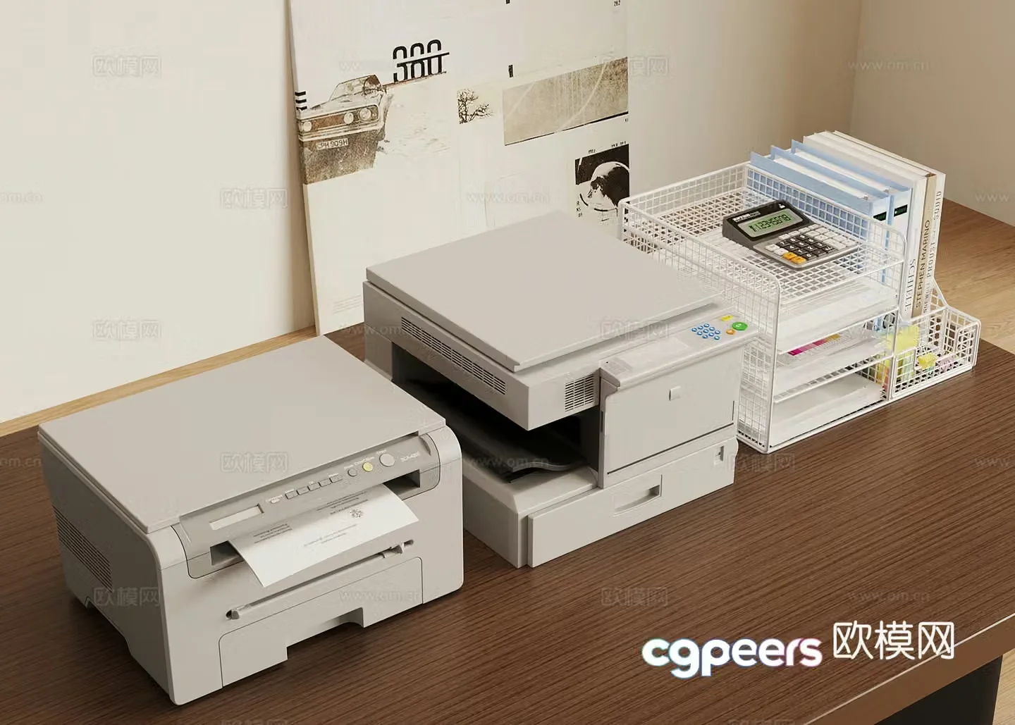Printer Shelf Folder Office Supplies 3D Model