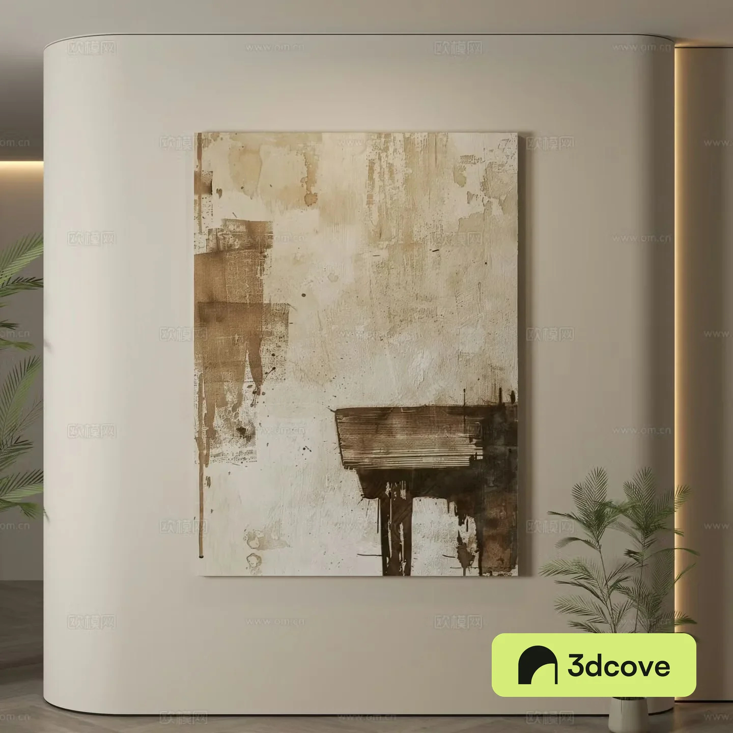 Modern hanging paintings Wasabi wind hanging paintings texture paintings abstract paintings decorative paintings 3D model