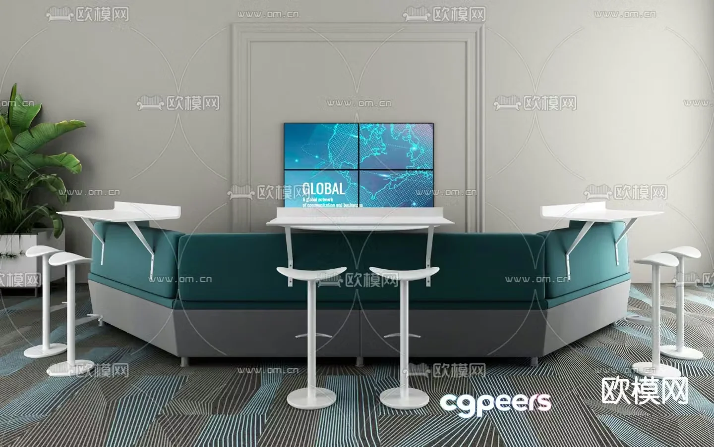 Conference tables and chairs office desk 3d model