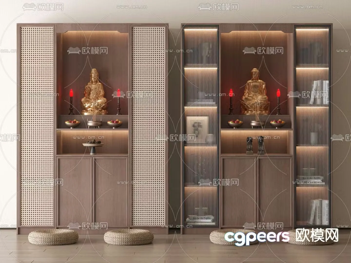 New Chinese style Buddhist niche sacred cabinet offering table 3D model