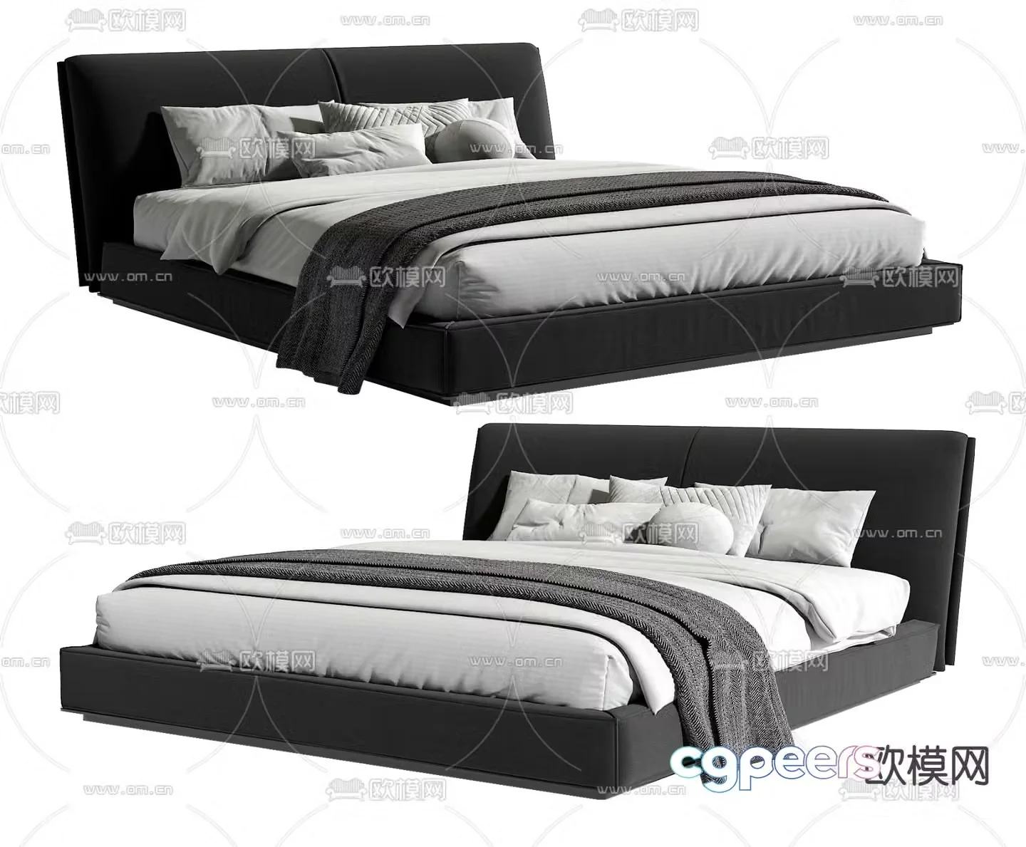 Modern double bed 3d model