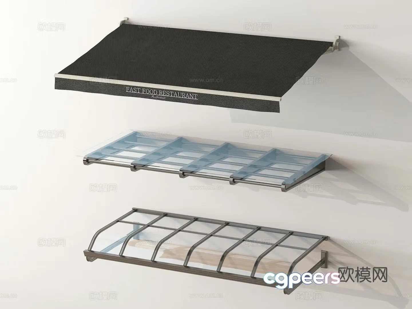 Modern canopy steel structure canopy glass canopy outdoor canopy retractable canopy 3D model