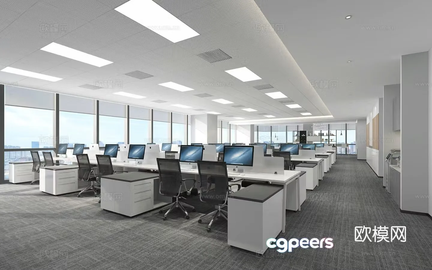 Modern open office area 3d model