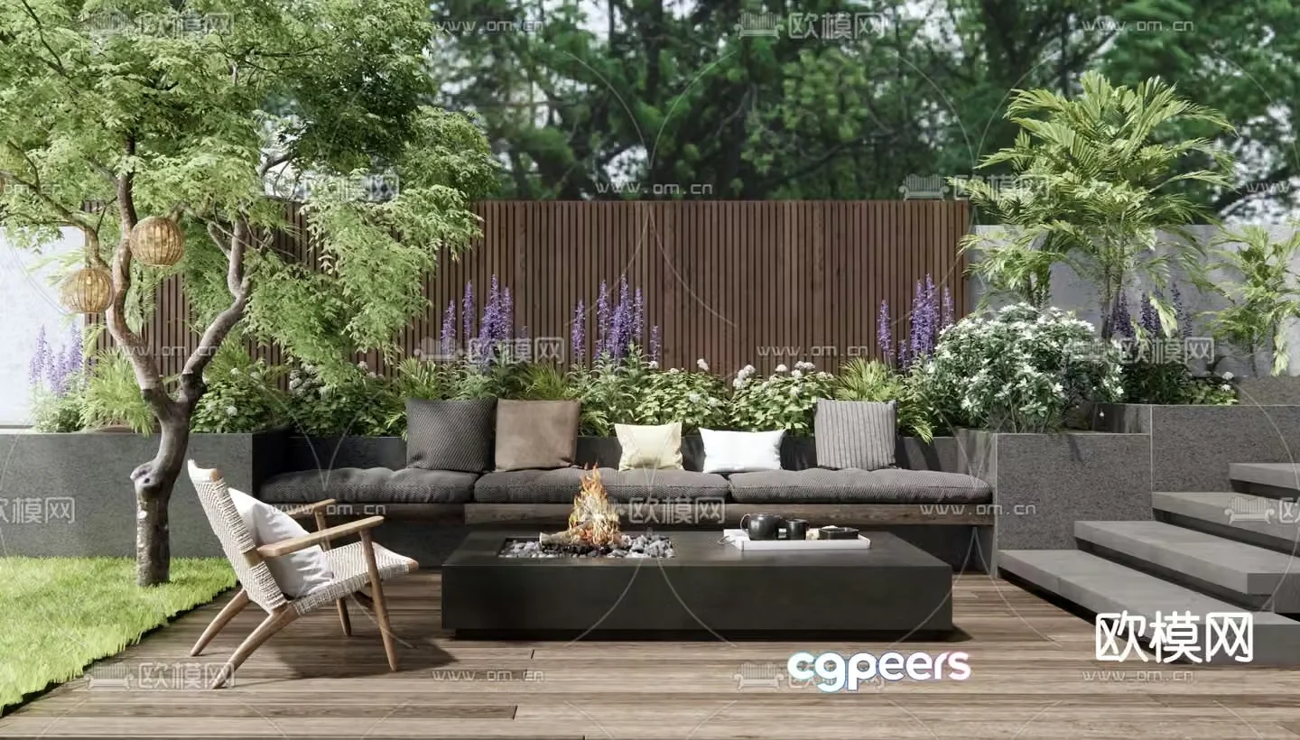 Outdoor sofa booth sofa 3d model