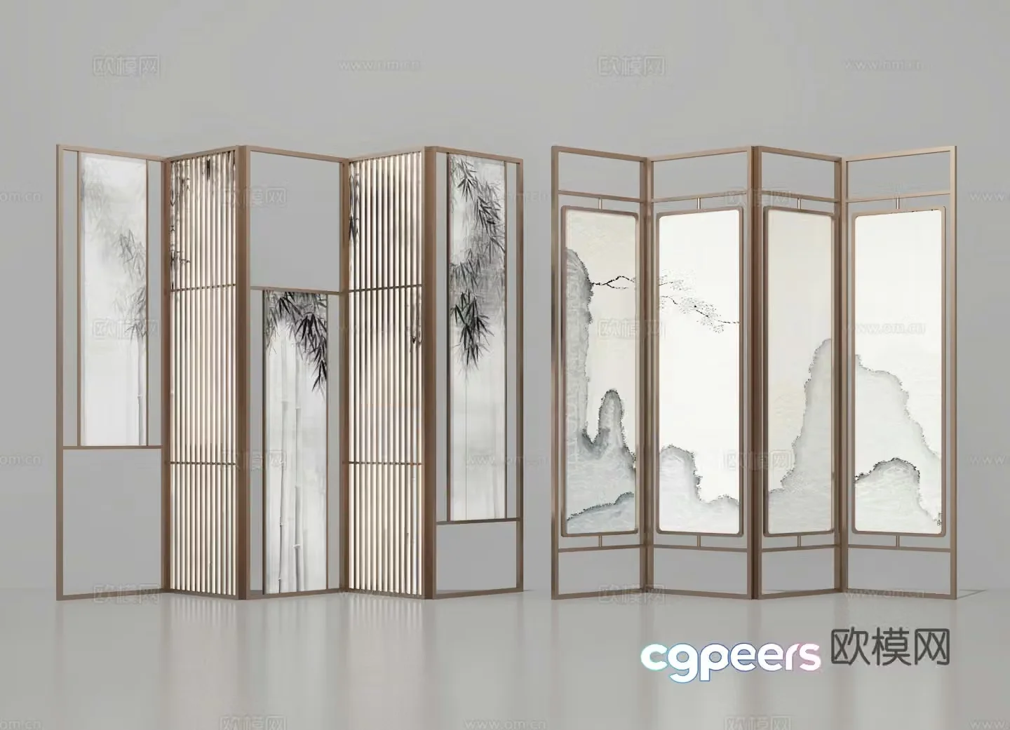 New Chinese style wooden screen 3d model