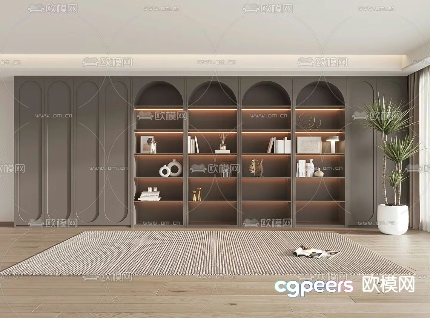 French bookcase display cabinet 3d model
