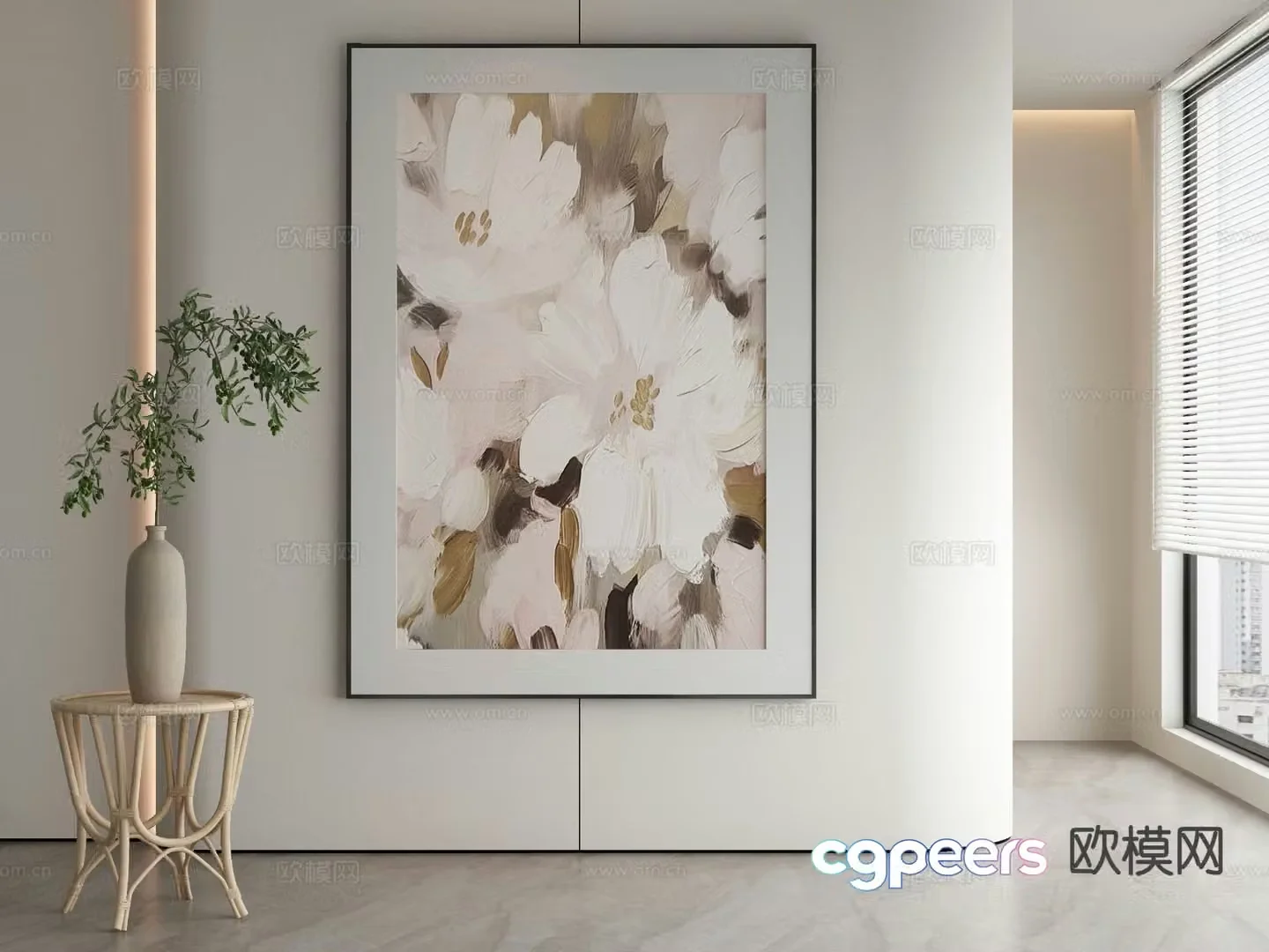 Modern flower oil painting decorative painting 3d model