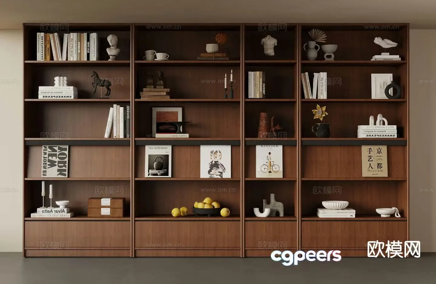 Medieval style bookcase 3D model