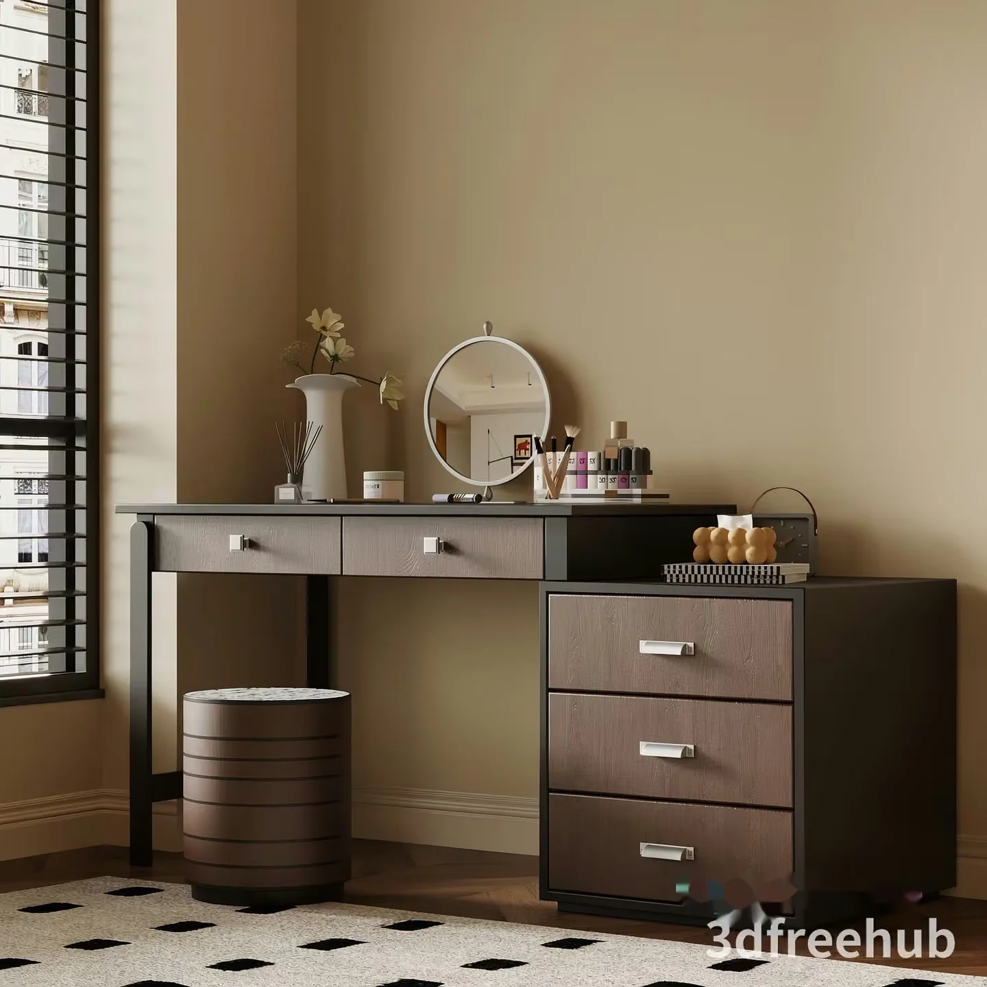 Modern Makeup Vanity 3D Model – 20524 – VRAY Render