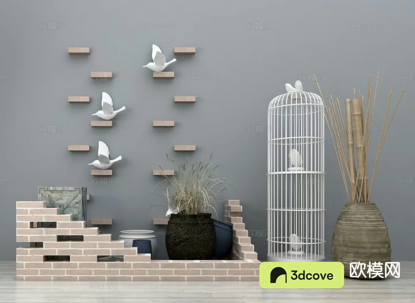 Garden sketch decoration ornament birdcage wall decoration outdoor ornament