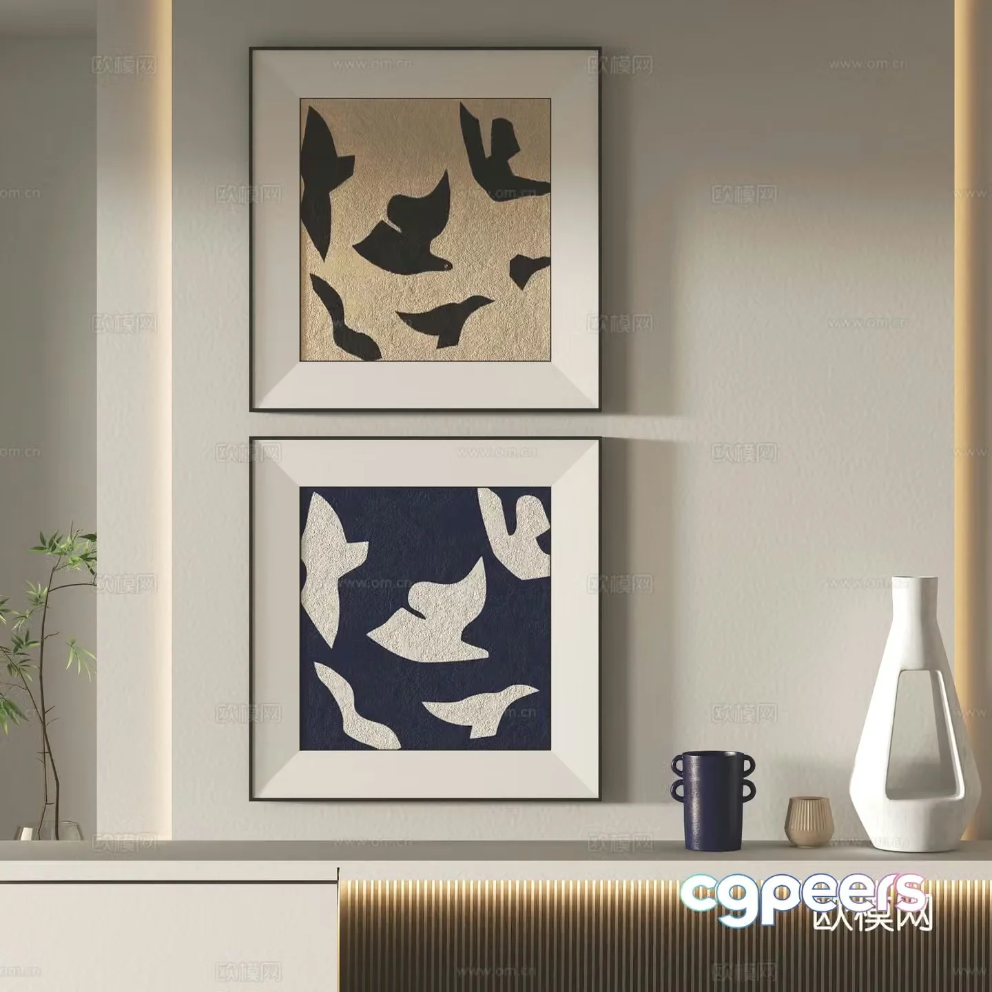 Wabi-sabi painting decorative painting texture painting hanging painting 3D model