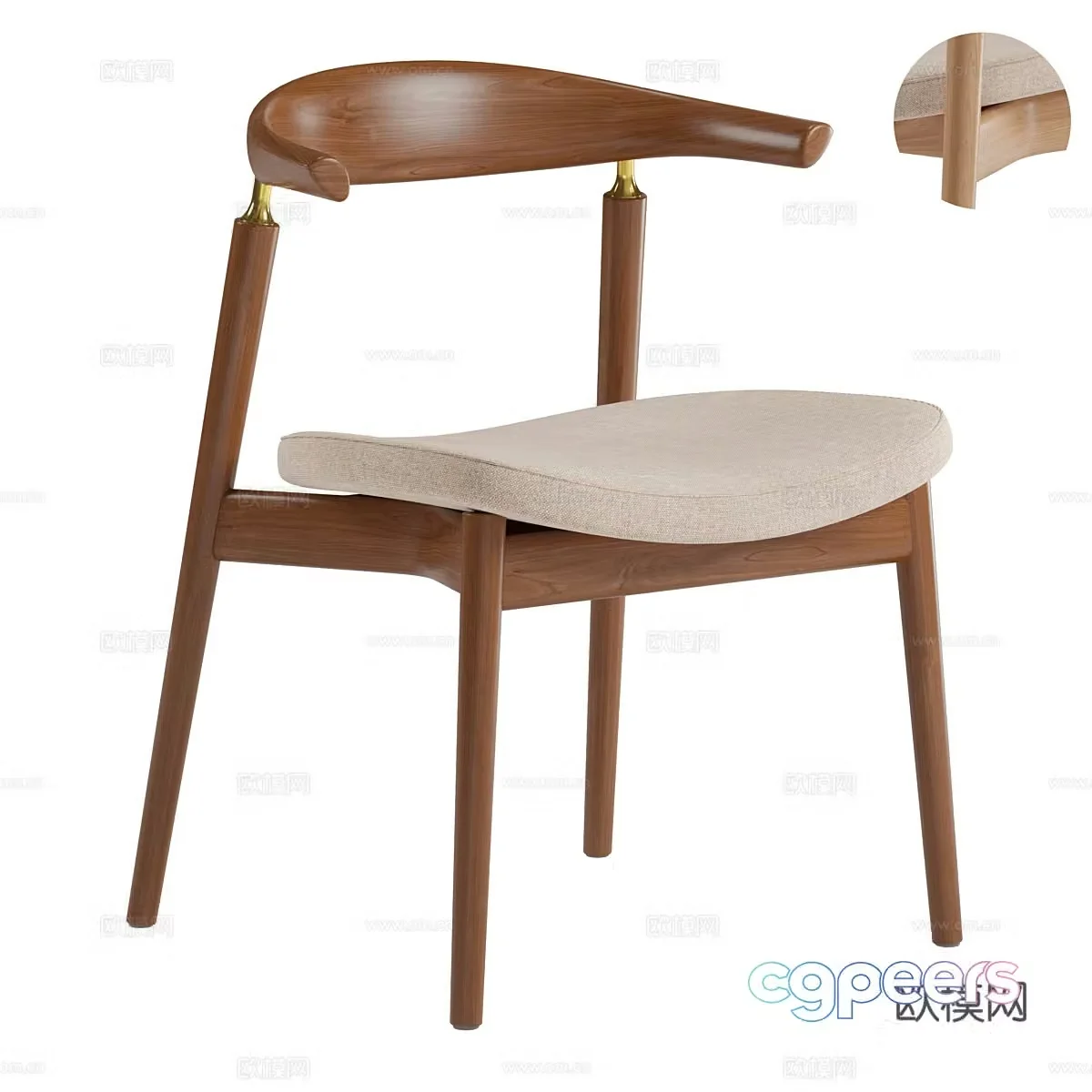 New Chinese single chair 3D model
