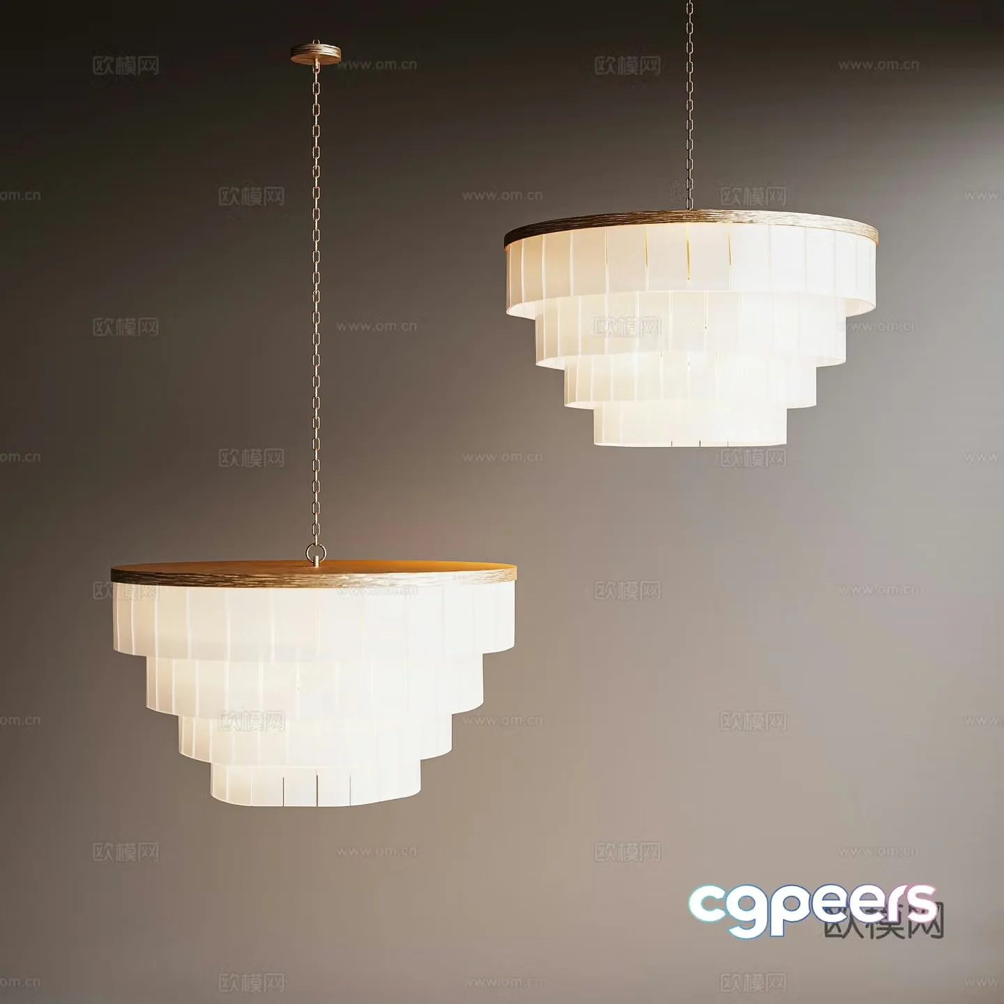 New Chinese style chandelier circular chandelier living room and bedroom chandelier 3D model