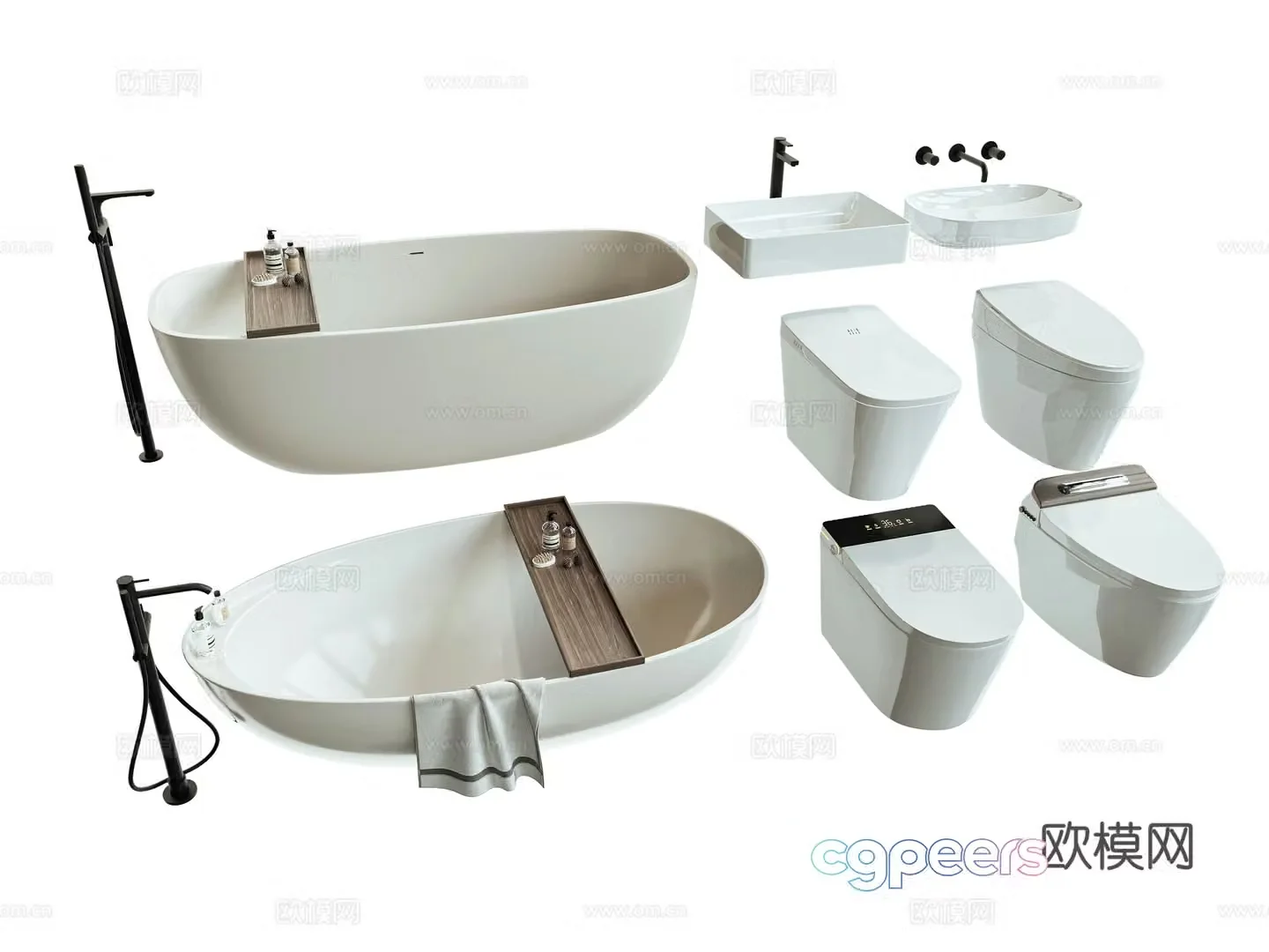 Modern toilet bathtub 3d model