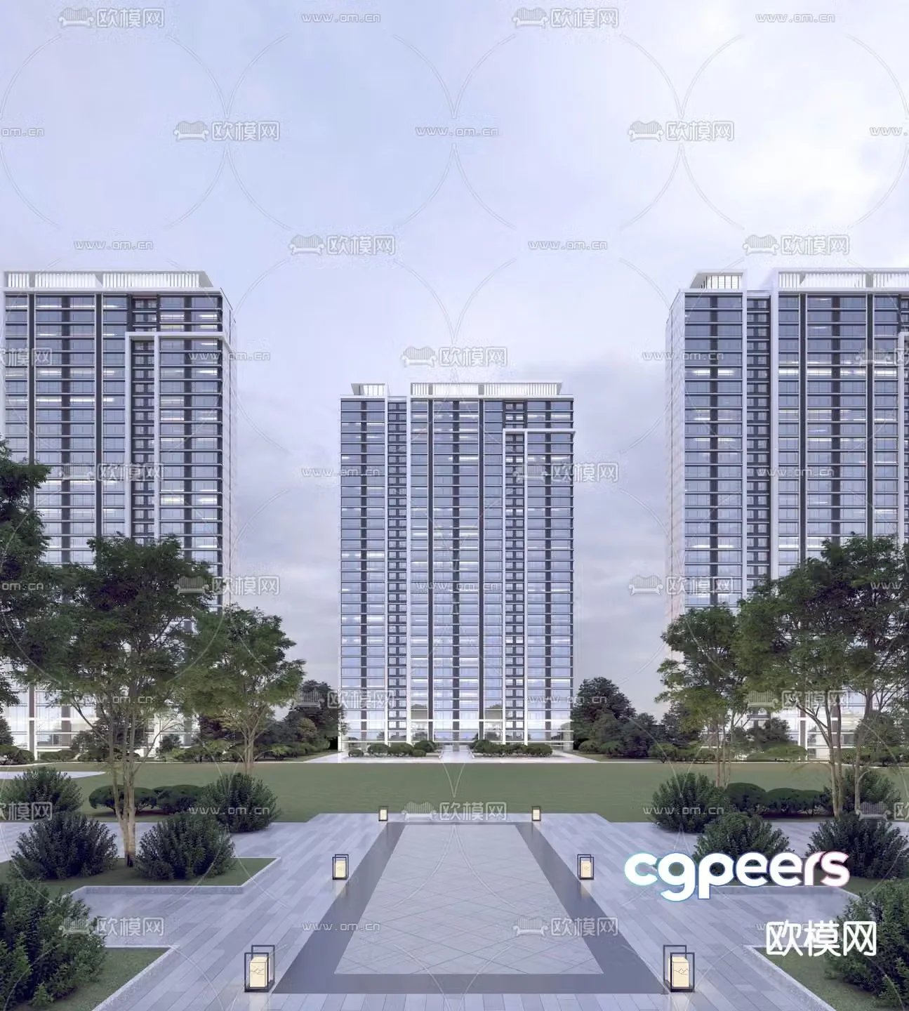 High-rise residential exterior 3D model