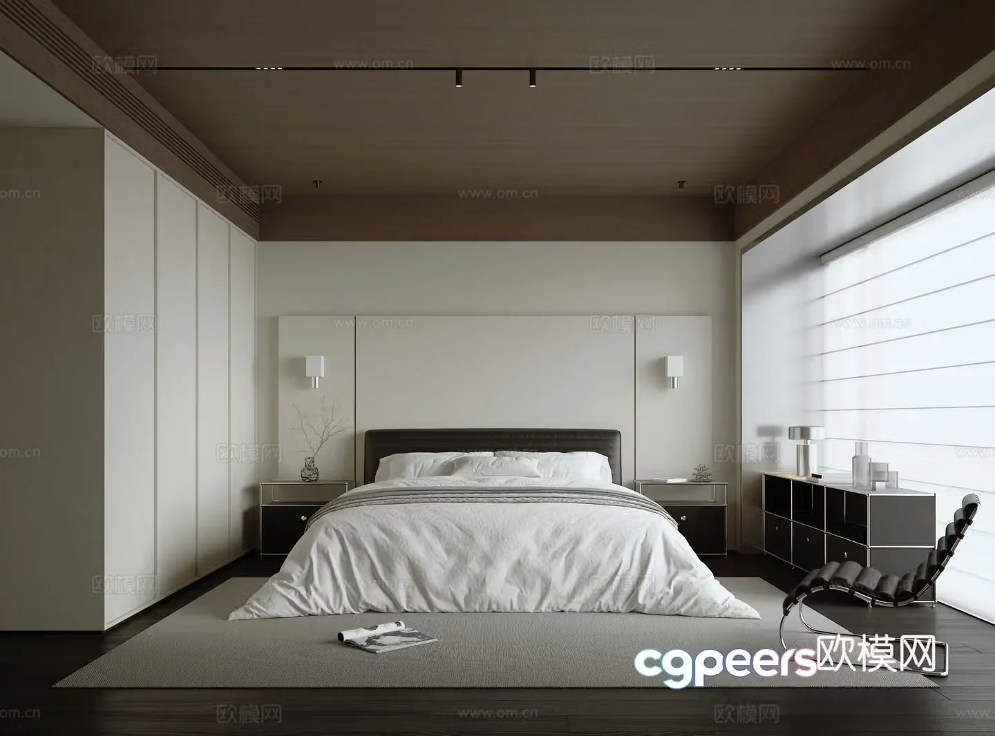 Modern minimalist bedroom 3d model