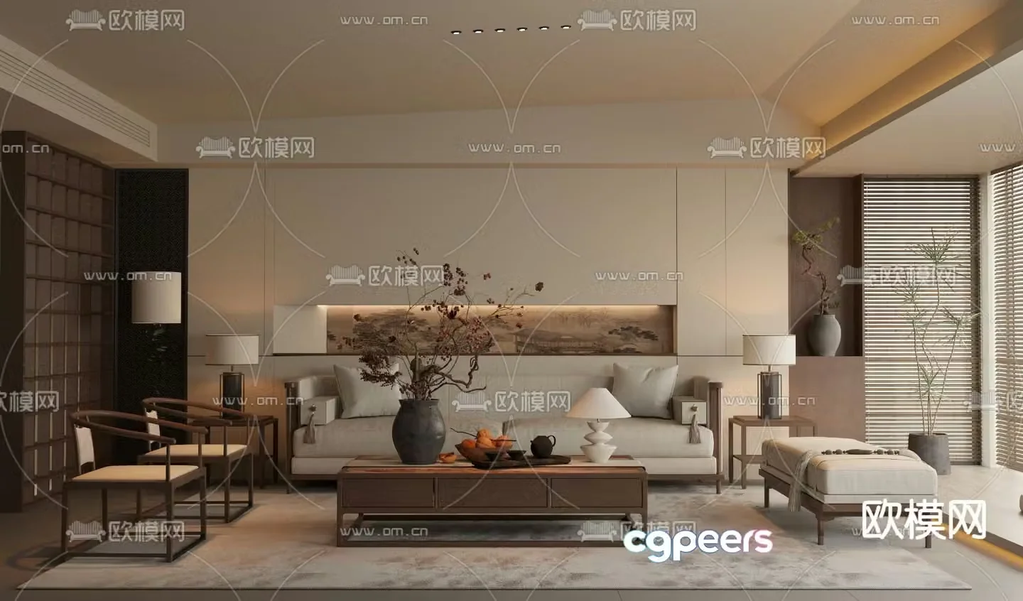 New Chinese living room Song’s aesthetic 3D model