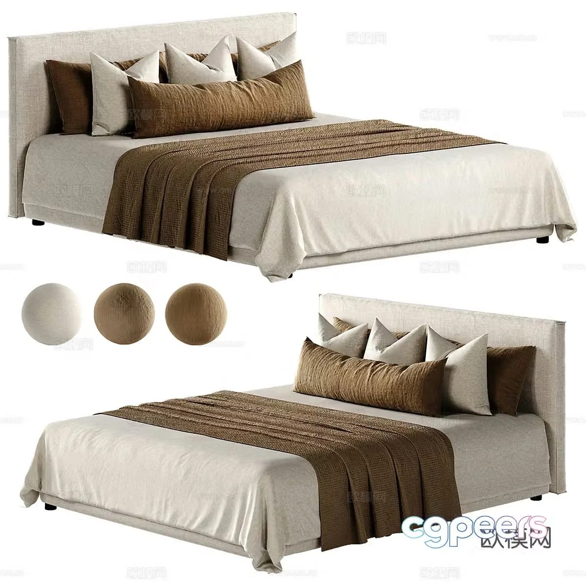 Background double bed 3d model