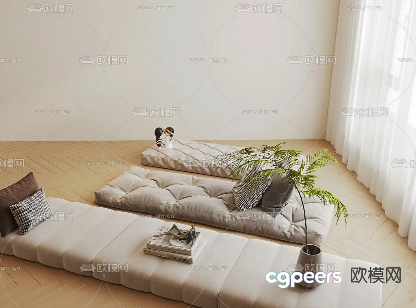Cushion bay window cushion soft cushion pillow tatami cushion 3D model