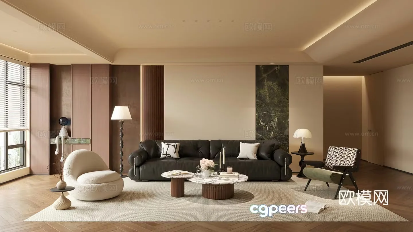 Middle-aged living room 3d model