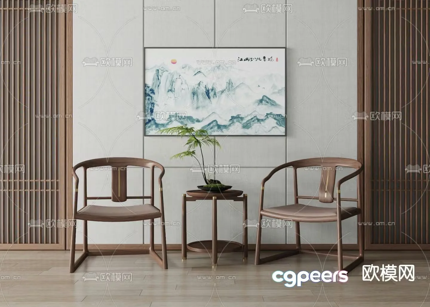 New Chinese style leisure chair tea chair 3d model