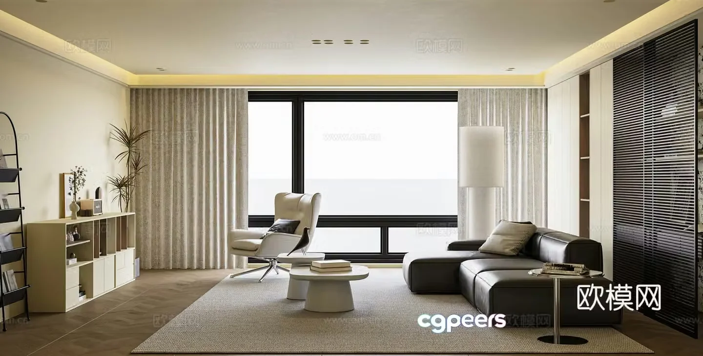 Modern minimalist living room 3d model