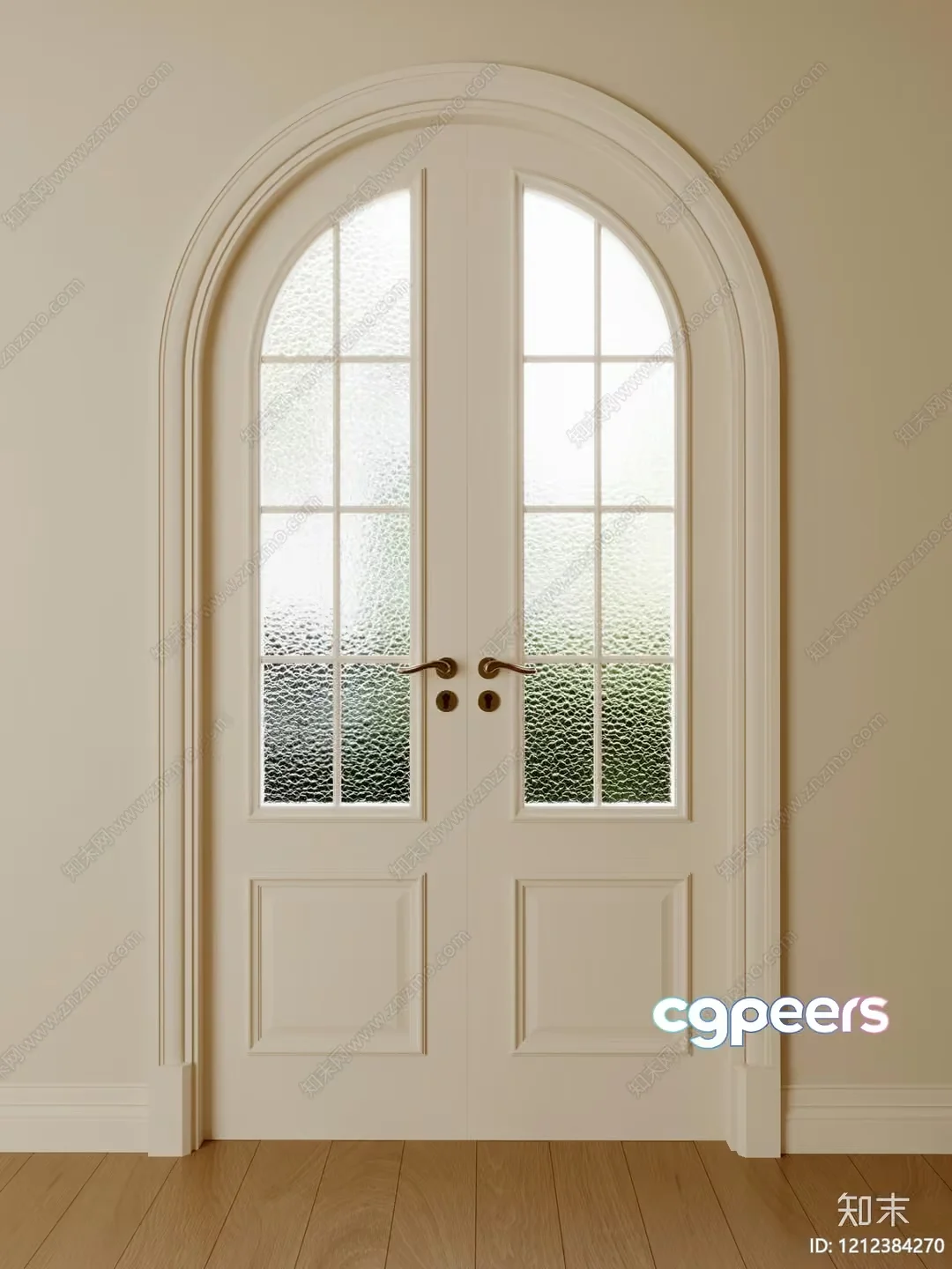 White Double Door With Windows 3D Model – 6905 – VRAY Render