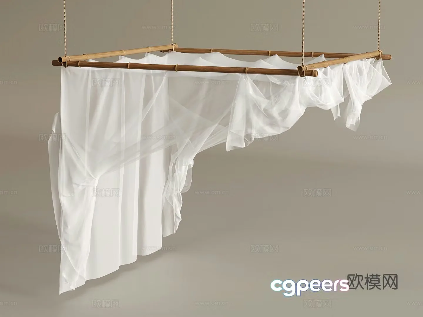 Bedding new Chinese style curtain 3D model