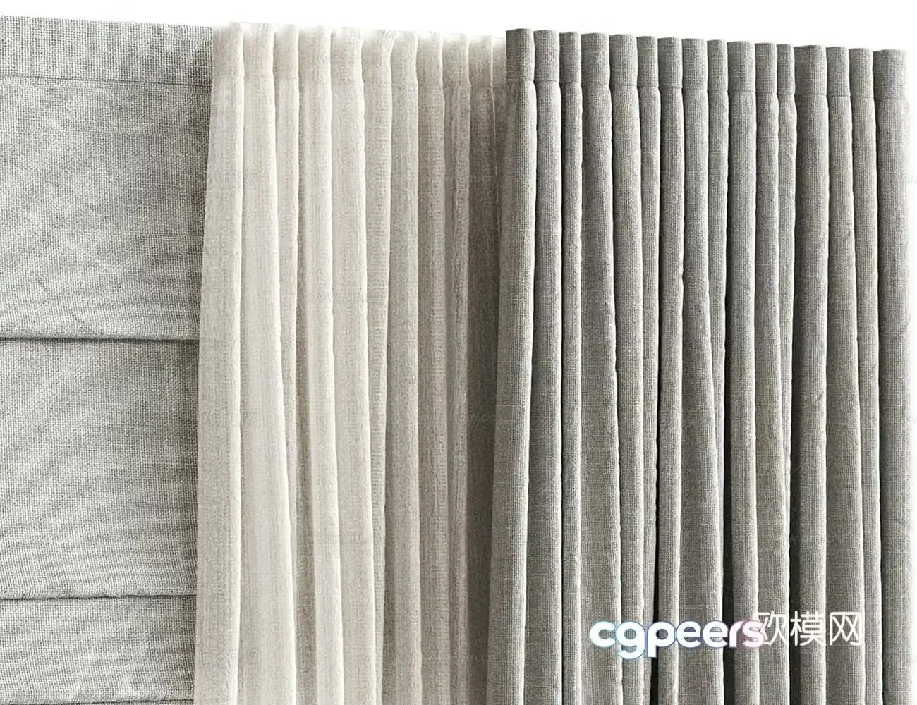 Gray curtain 3d model