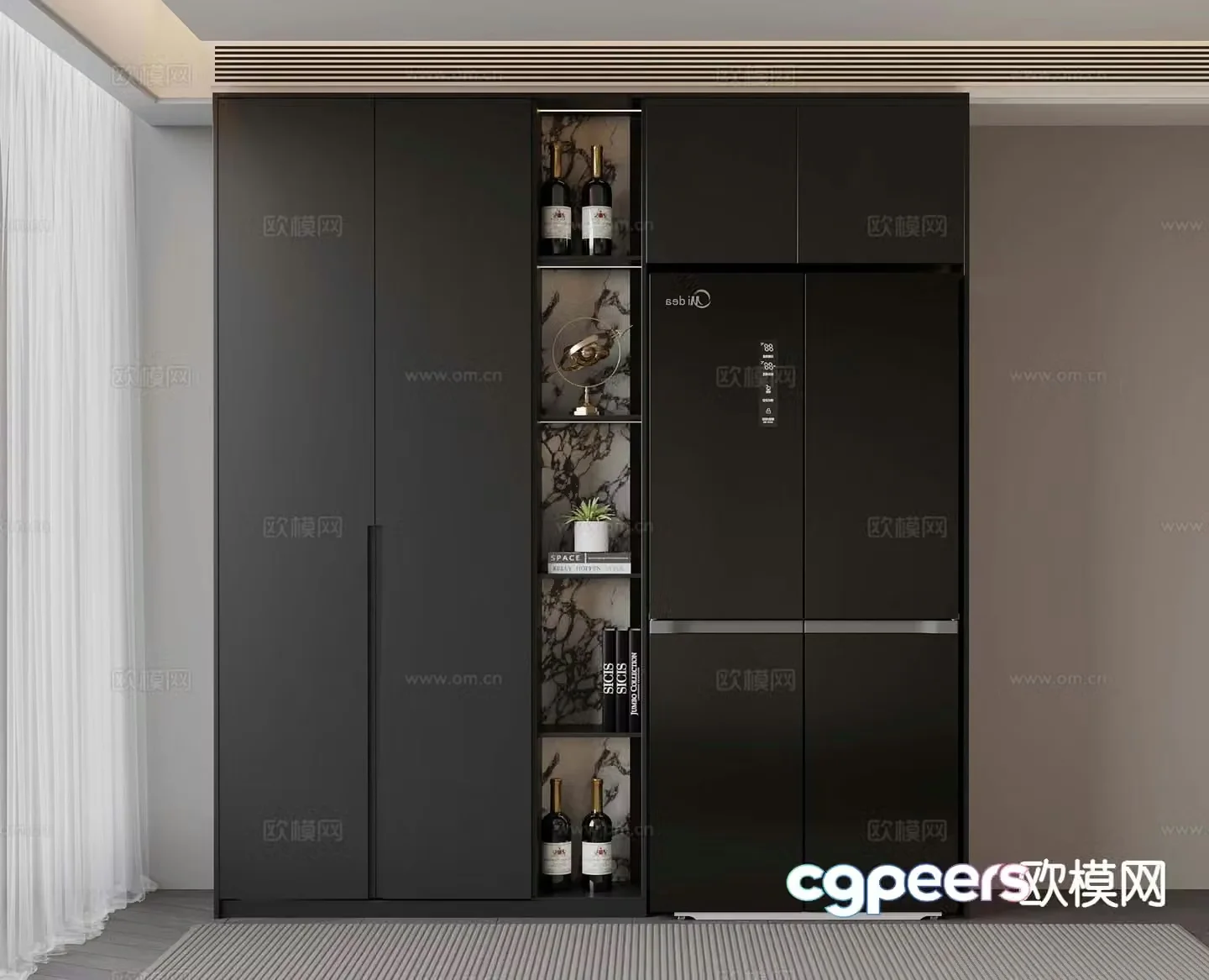 Italian wine cabinet sideboard 3d model