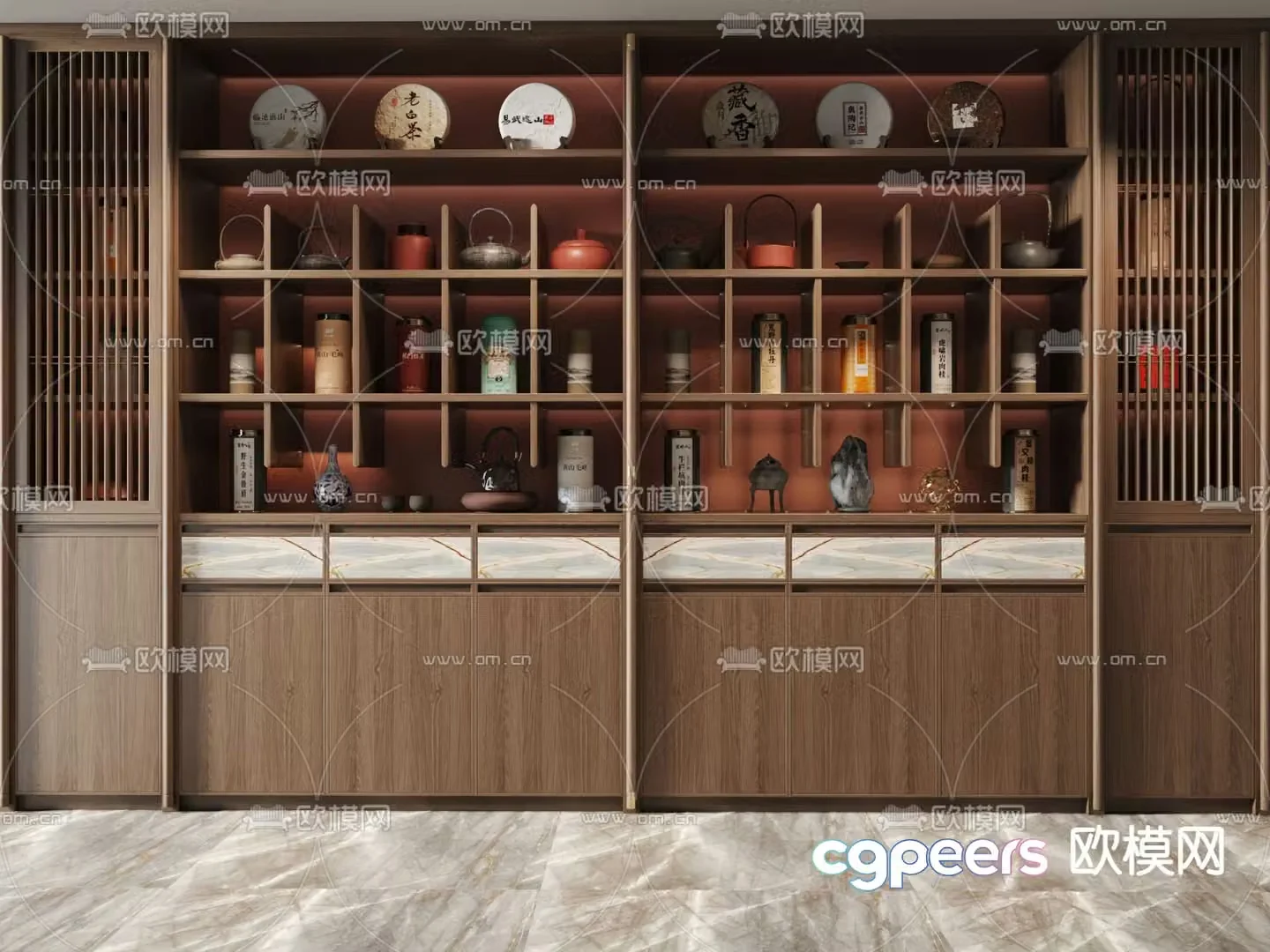 New Chinese style tea cabinet 3D model