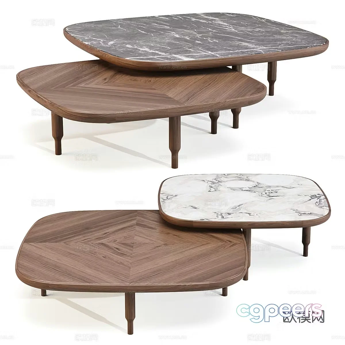 Modern light luxury tea table combination 3D model