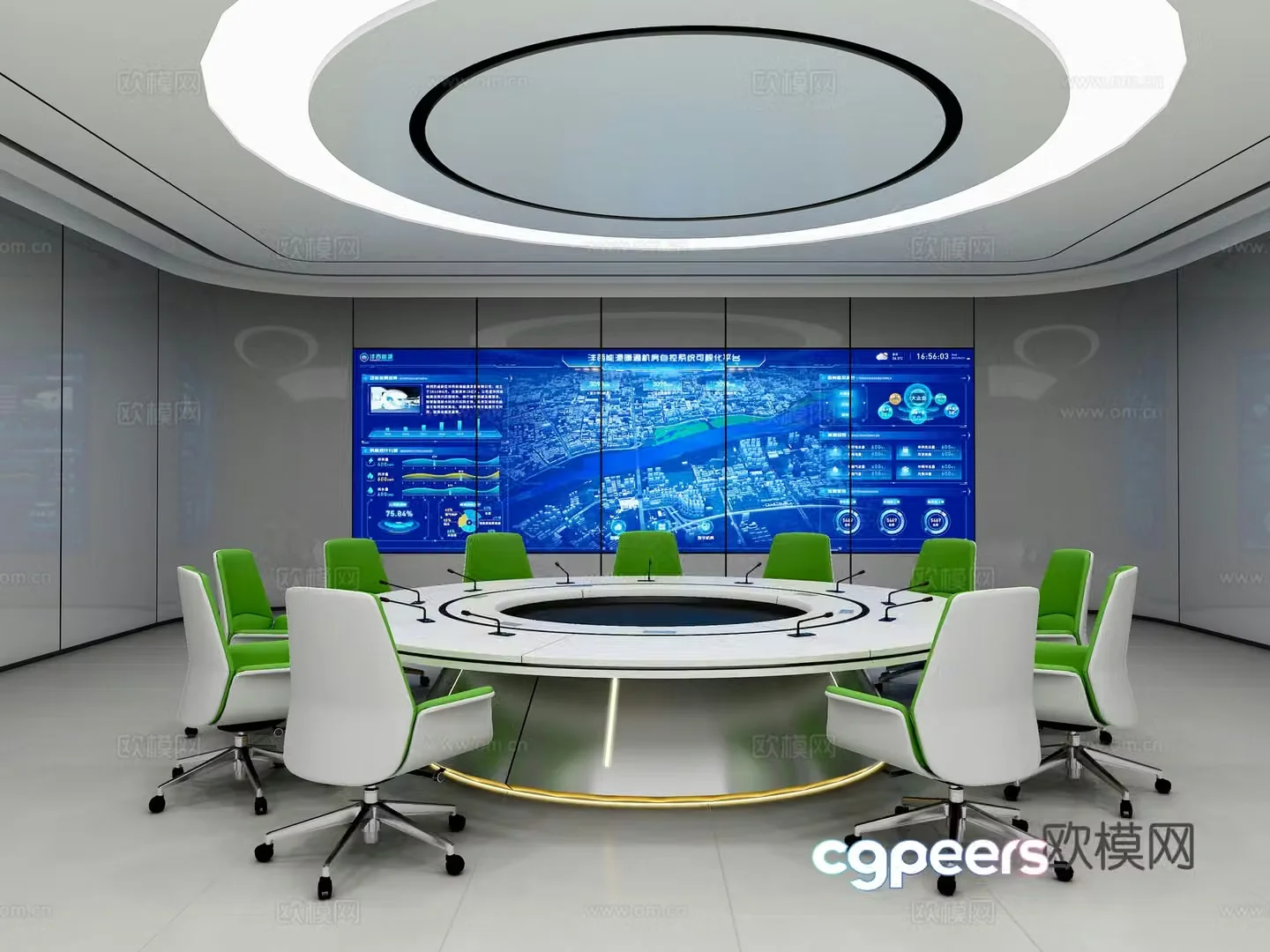 Modern circular conference table 3d model