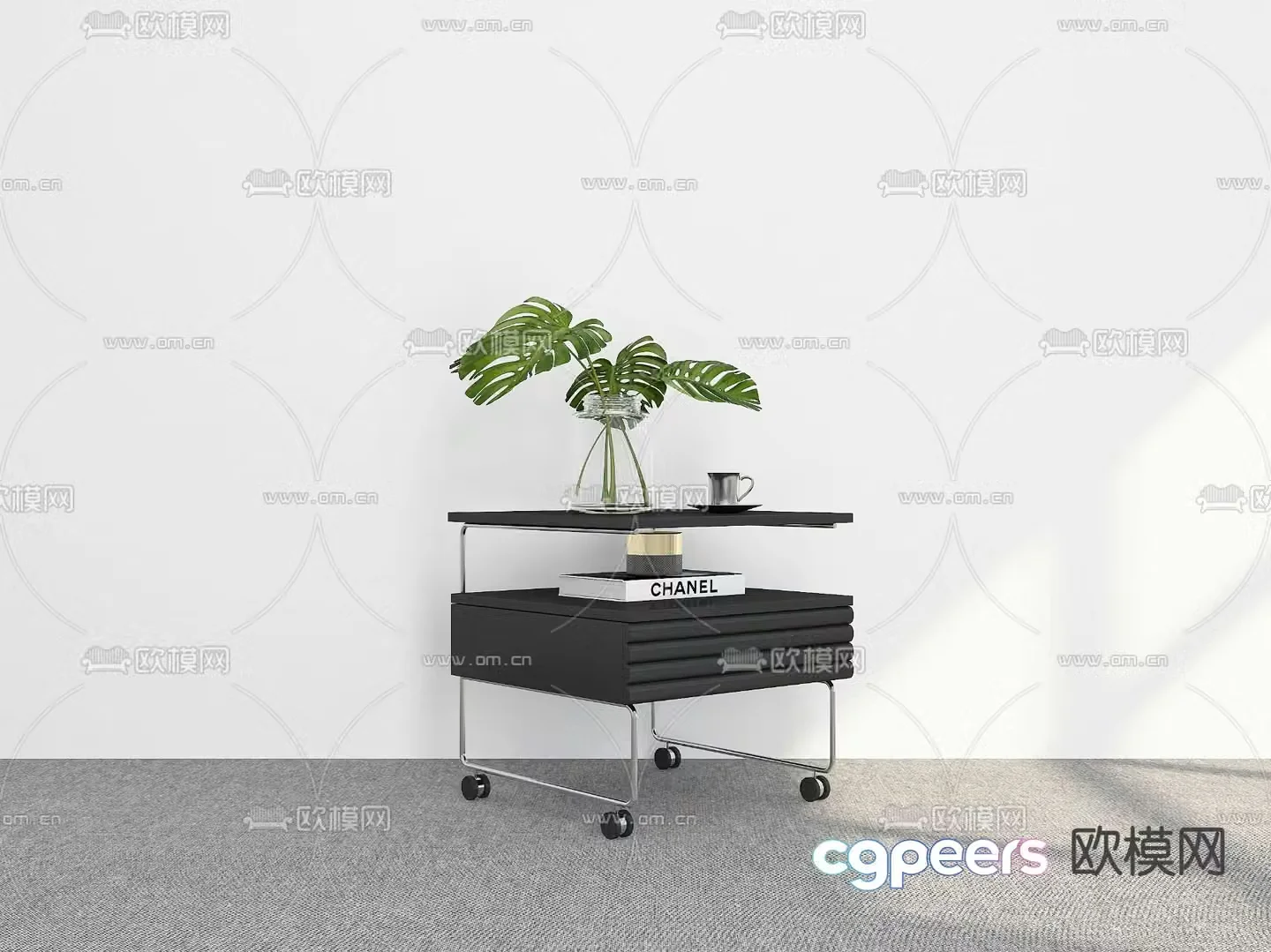 Movable bedside table Movable corner table 3D model