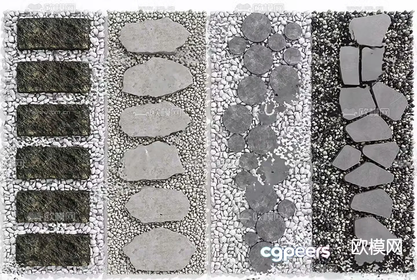 New Chinese style bluestone slab Tingbu stone 3D model
