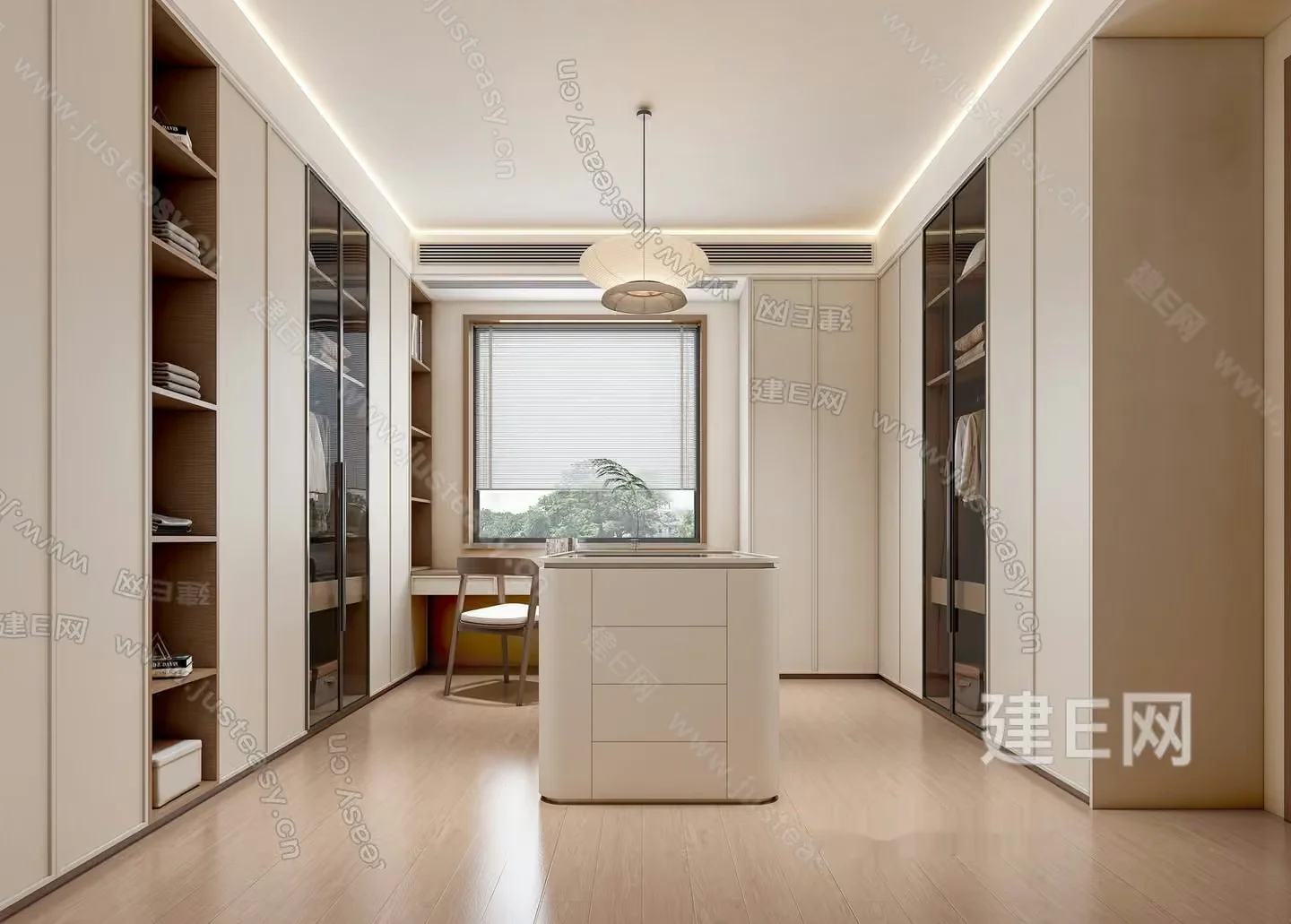Modern Walk-In Closet 3D Model – 13040 – VRAY Render